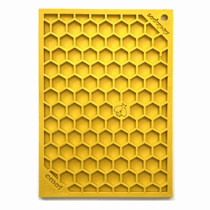 Yellow Honeycomb eMat lick mat for dog enrichment and anxiety relief