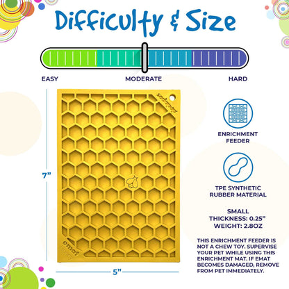 Yellow Honeycomb eMat lick mat for dog enrichment and anxiety relief