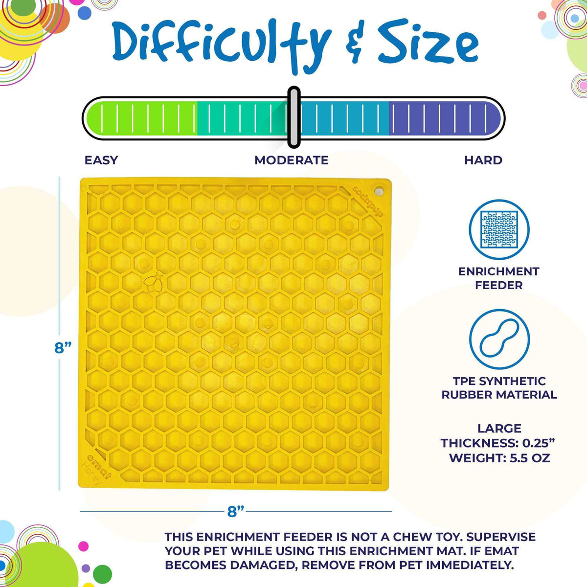 Yellow Honeycomb eMat lick mat for dog anxiety relief