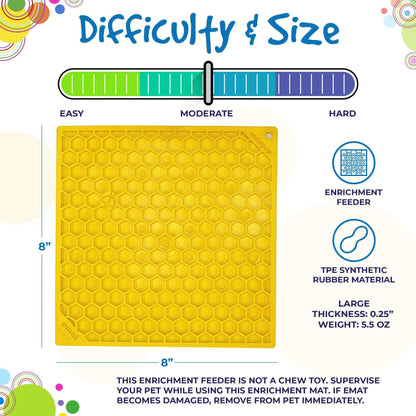 Yellow Honeycomb eMat lick mat for dog anxiety relief