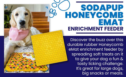 Yellow honeycomb eMat lick mat for dog enrichment and anxiety relief