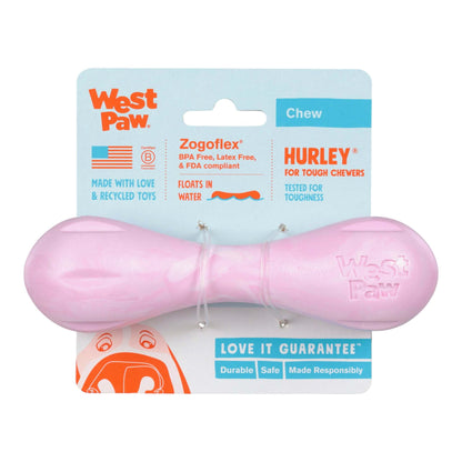 Hurley Bubblegum Swirl durable pink chew dog bone made of non-toxic, tough synthetic rubber with a smooth surface