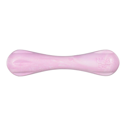 Hurley Bubblegum Swirl durable pink synthetic rubber dog bone toy with a swirl pattern designed for tough chewers