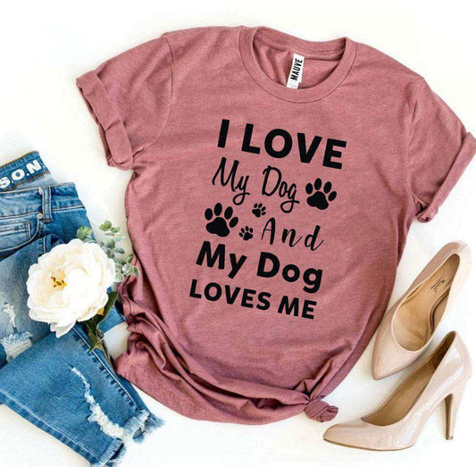 I Love My Dog graphic t-shirt by Bella Canvas in black and white