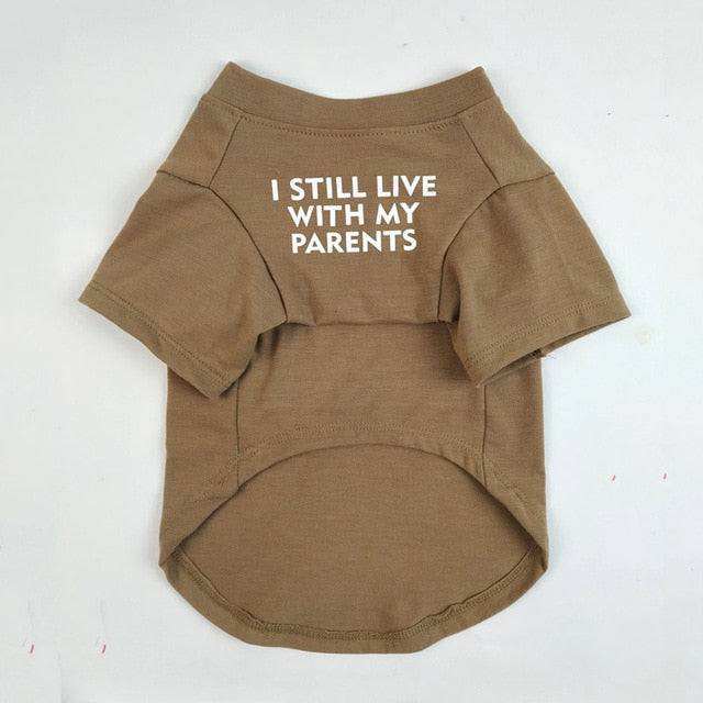 Pet wearing I Still Live With My Parents T-Shirt in black