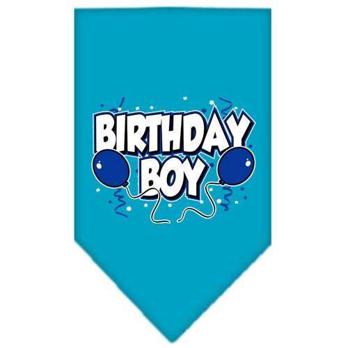Pet and dog bandana screen printed with "Birthday Girl" and "Birthday Boy" text, cotton, durable, machine washable, available in small and large sizes for pets.