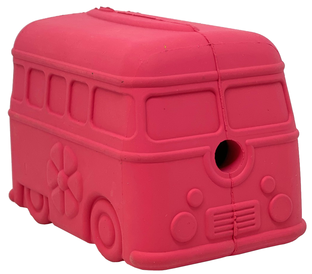Red Retro Van Durable Chew Toy - Long-Lasting Treat Dispenser for Dogs