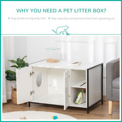 Hidden Cat Litter Box Enclosure-Stylish Multi-Functional Cat Furniture