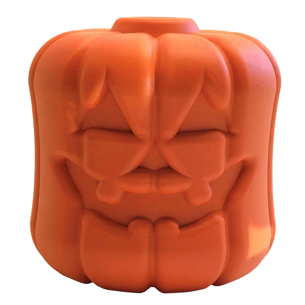 Jack O' Lantern eDispener durable rubber chew toy and treat dispenser for dogs