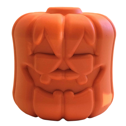 Jack O' Lantern eDispener durable rubber chew toy and treat dispenser for dogs