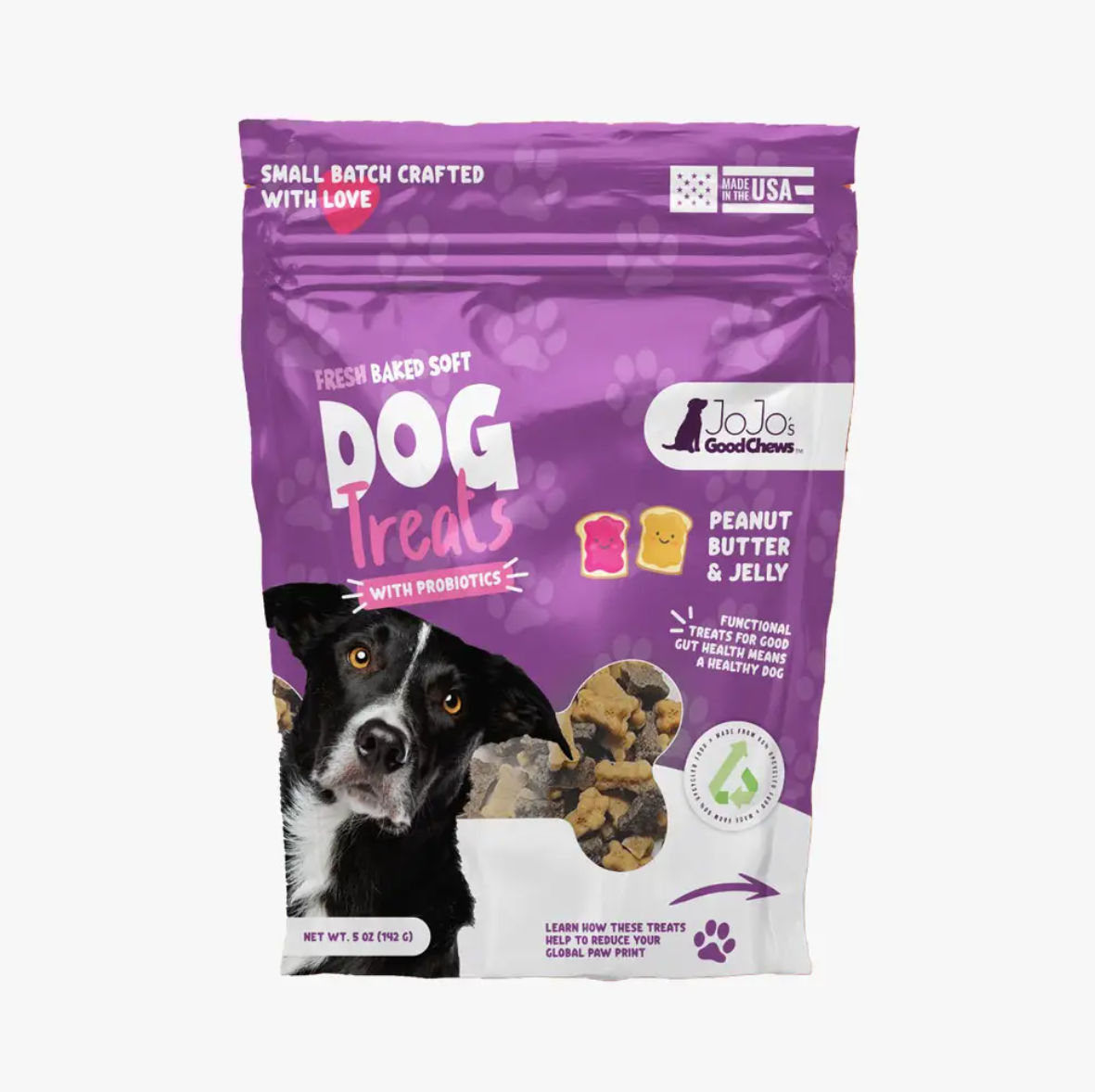 JoJo Good Chews peanut butter and jelly soft chew dog treats 2-pack