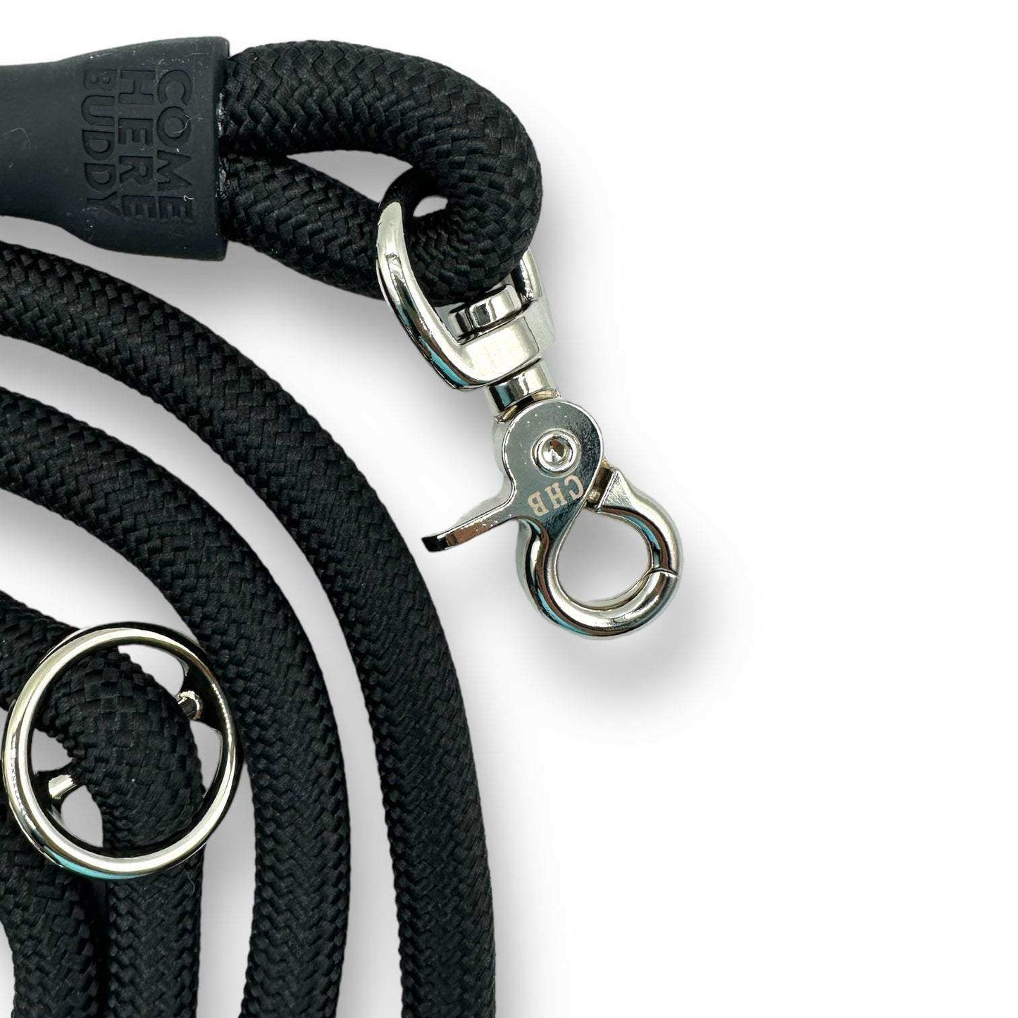 Hands-free Kismet dog leash worn around waist with metal hooks