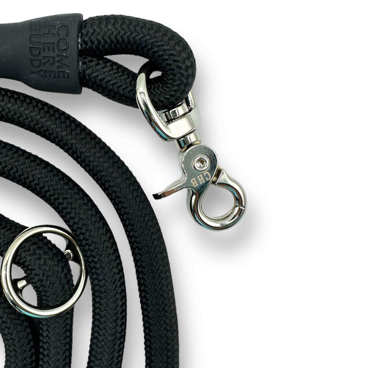 Hands-free Kismet dog leash worn around waist with metal hooks