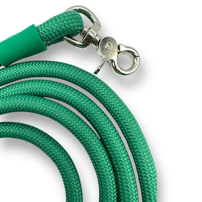 Hands-free Kismet dog leash worn around waist on walking dog