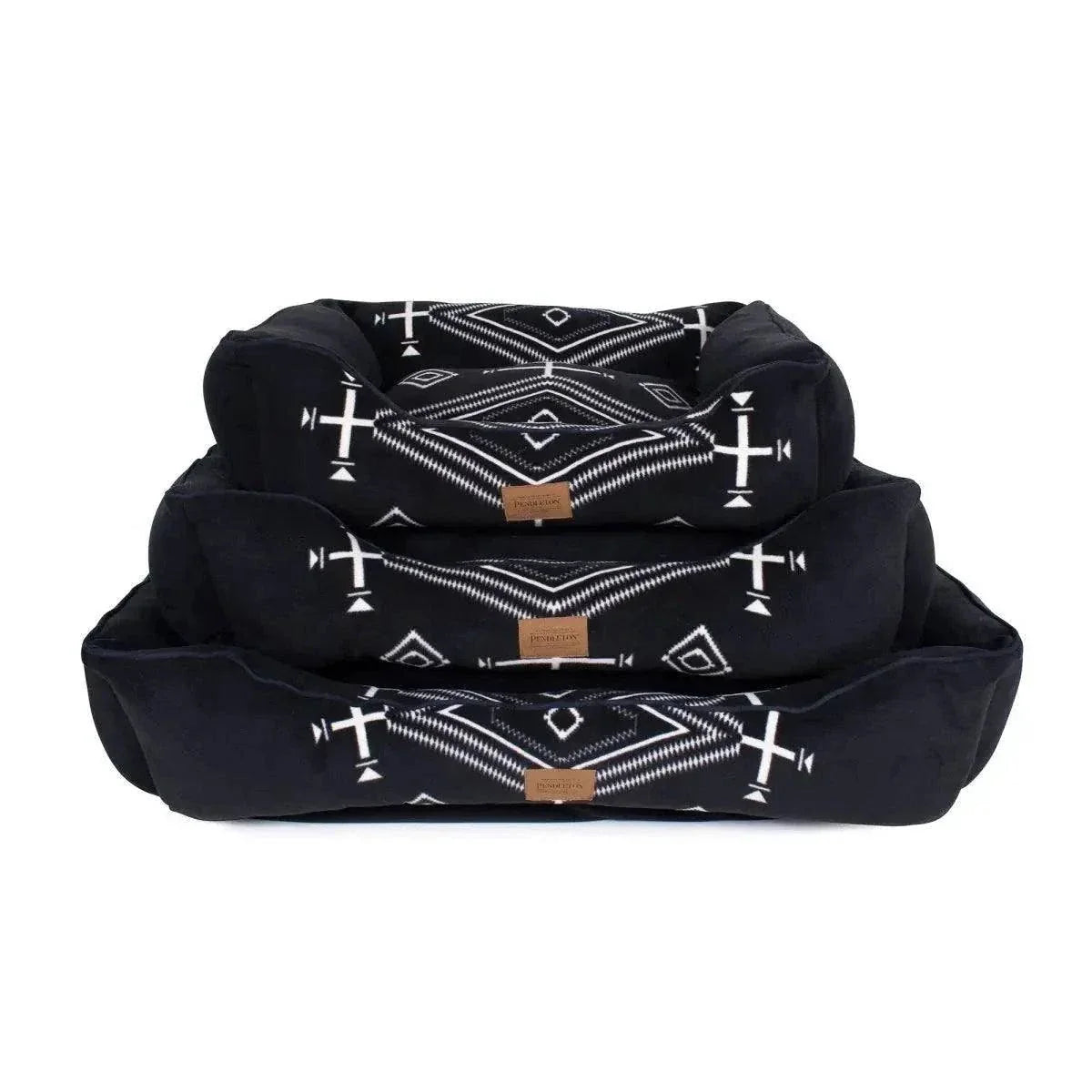 Kuddler dog bed by Pendleton with patterned bolsters and plush cushion