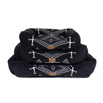 Kuddler dog bed by Pendleton with patterned bolsters and plush cushion