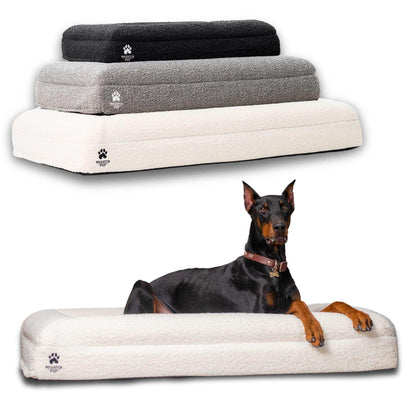 luxury orthopedic dog bed with memory foam and plush boucle cover