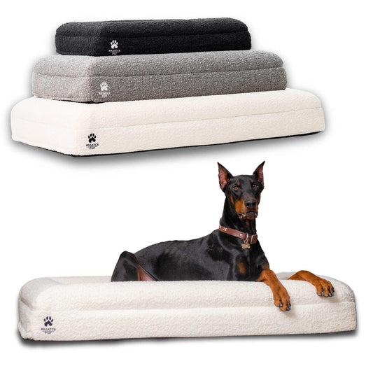 luxury orthopedic dog bed with memory foam and plush boucle cover
