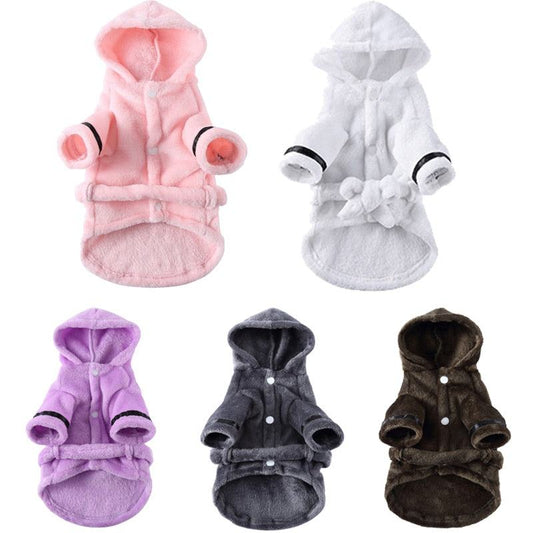 Luxury soft hooded bathrobe for small to medium dogs and puppies