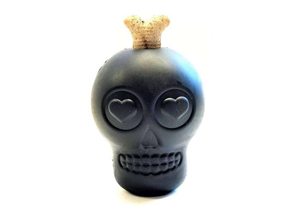 Magnum sugar skull black durable chew toy and treat dispenser for dogs