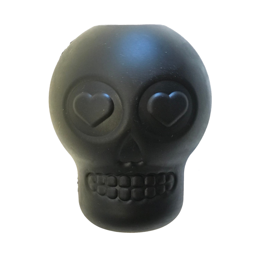 Magnum Sugar Skull black durable dog chew toy and treat dispenser