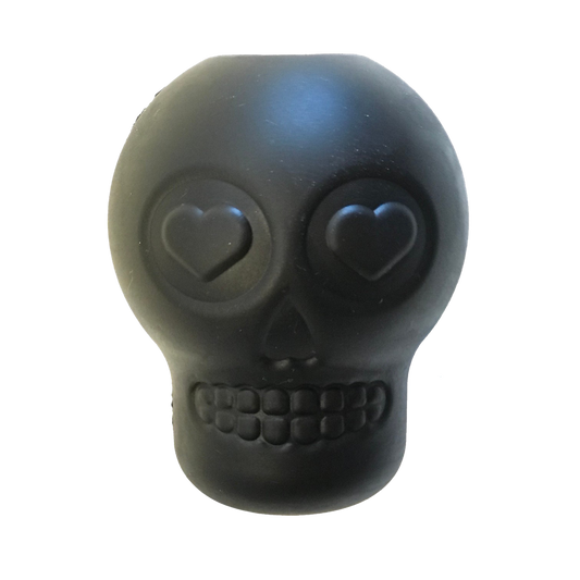 Magnum Sugar Skull black durable dog chew toy and treat dispenser