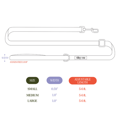 Malibu Sunset sustainable hemp cotton adjustable dog leash with antique brass hardware
