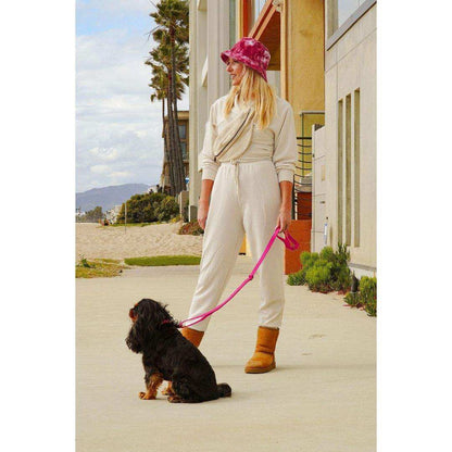Malibu Sunset sustainable hemp cotton adjustable dog leash with antique brass hardware