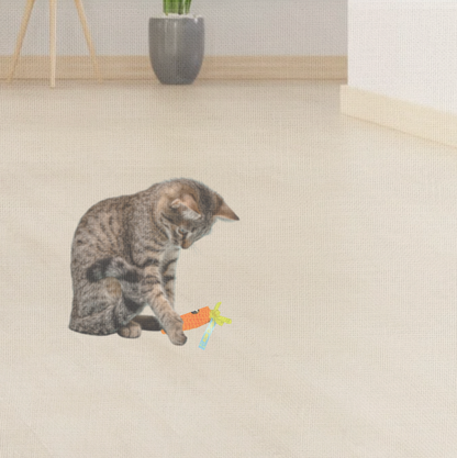 Cat playing with Lulu the Carrot lightweight handmade catnip toy infused with Miracle Nip botanicals