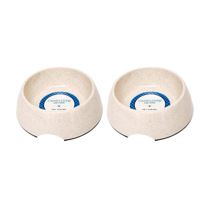 Set of 2 white natural fiber dog bowls by White Swan