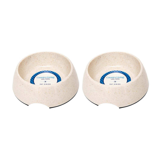 Set of 2 white natural fiber dog bowls by White Swan