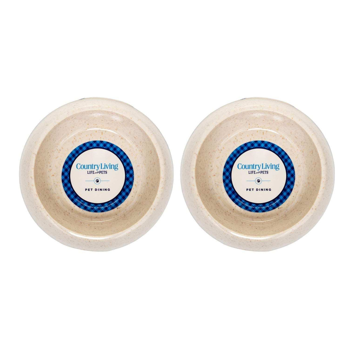 White set of 2 natural fiber dog bowls for small to medium pets