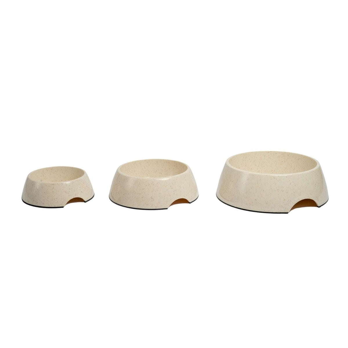 Set of 2 white natural fiber dog bowls with anti-skid base