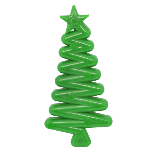 Green Christmas Tree Nylon Dog Chew Toy for aggressive chewers, USA made, FDA compliant, ultra-durable, festive design with treat pockets