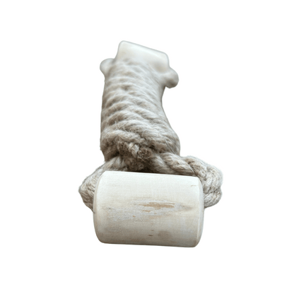 eco-friendly hemp rope and coffee wood interactive dog toy for chewing and tugging
