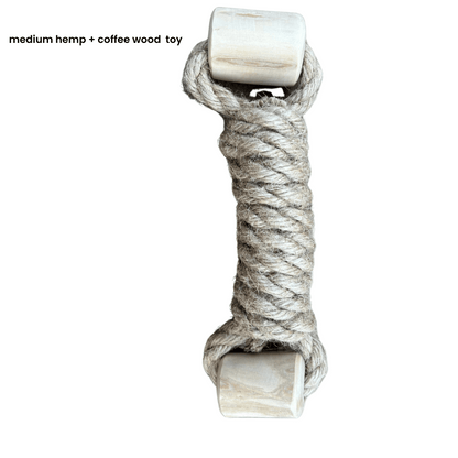 eco-friendly hemp rope and coffee wood durable dog chew toy