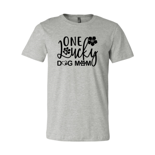 One Lucky Dog Mom T-Shirt with stylish dog mom print