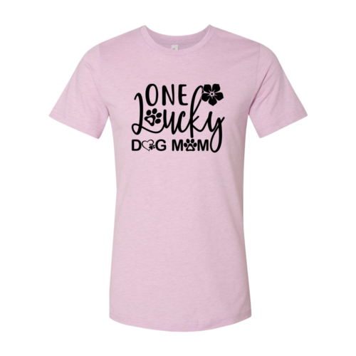 One Lucky Dog Mom T-Shirt with durable textile flex print