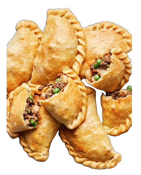 Organic beef EmPAWnadas dog treats with peas in soft whole-wheat pastry, handmade and baked fresh