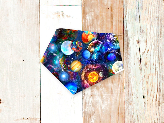 Outer Space themed stylish dog bandana with adjustable snaps