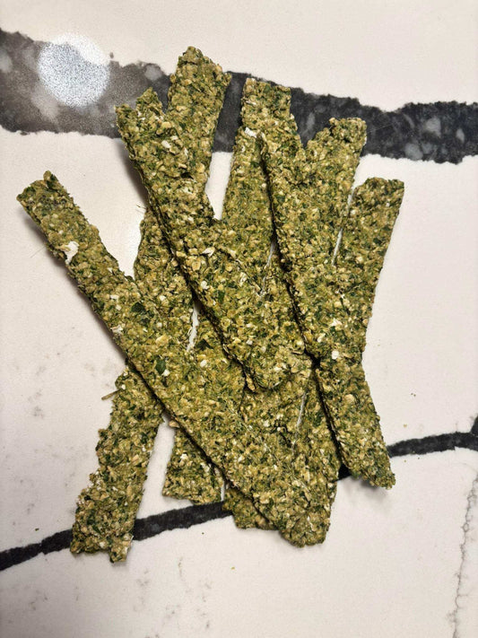 Parsley Mint Breath Treats crunchy green herb sticks made with organic parsley and fresh mint for dogs