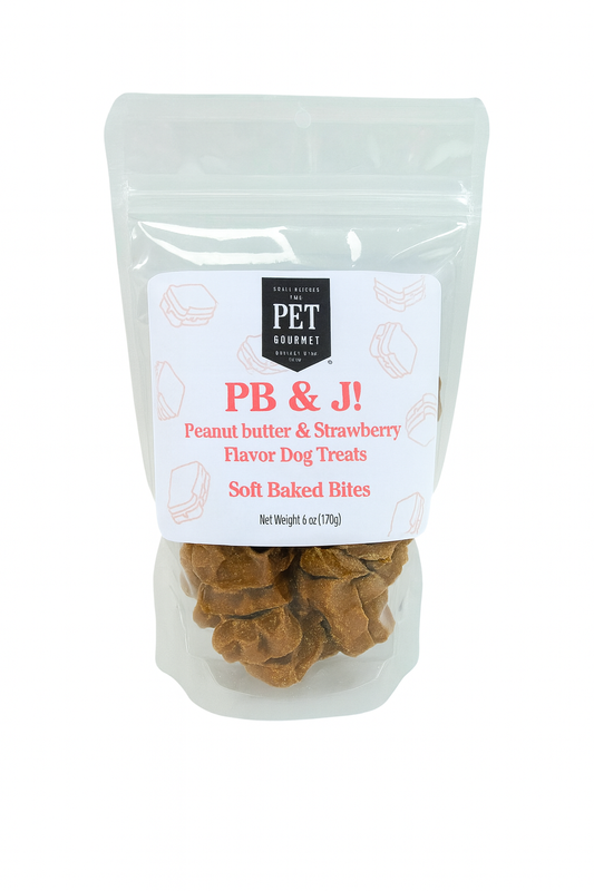 PB & J soft baked bites dog treats with peanut butter and berry flavor