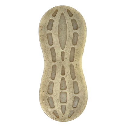 Peanut-shaped ultra-durable nylon dog chew toy with textured middle for aggressive chewers