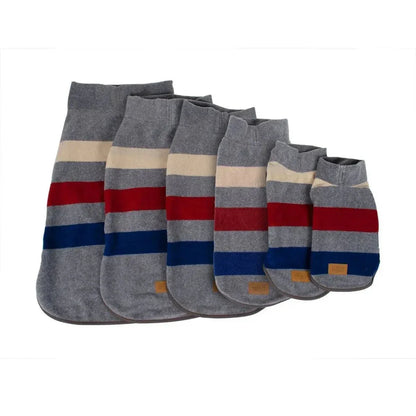 Pendleton dog vest in classic wool blanket stripe pattern for stylish and warm pet comfort
