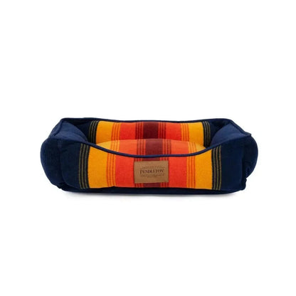 Pendleton national park kuddler dog bed with colorful striped design and plush fleece fabric