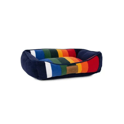 Pendleton National Park Kuddler dog bed with colorful stripes and plush fleece for pet comfort and durability