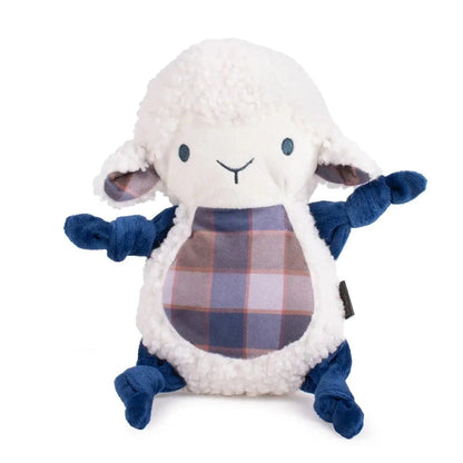 Pendleton plush dog toy in lamb shape with soft fabric and plaid belly for playful pets
