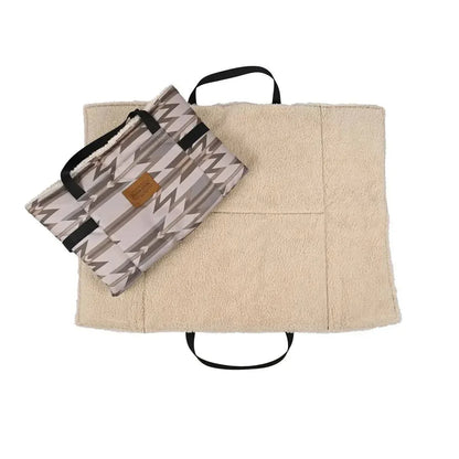 Pendleton Travel Dog Bed tote with water-resistant Pendleton pattern and cushioned sherpa interior for pet comfort on the go