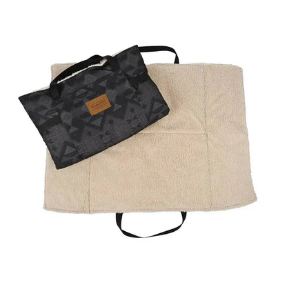 Pendleton Travel Dog Bed tote with water-resistant Pendleton pattern and cushioned sherpa interior for pet comfort on the go
