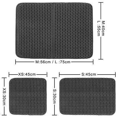 Pet Cat Litter Mat Waterproof Double Layer Cat Litter Trapping Pet Litter Box Mat Clean Pad Products For Cats Accessories Cat Litter Mat Trapping for Litter Box No-Toxic & Super Size  Urine & Waterproof Honeycomb Double Layer Anti Tracking Mats